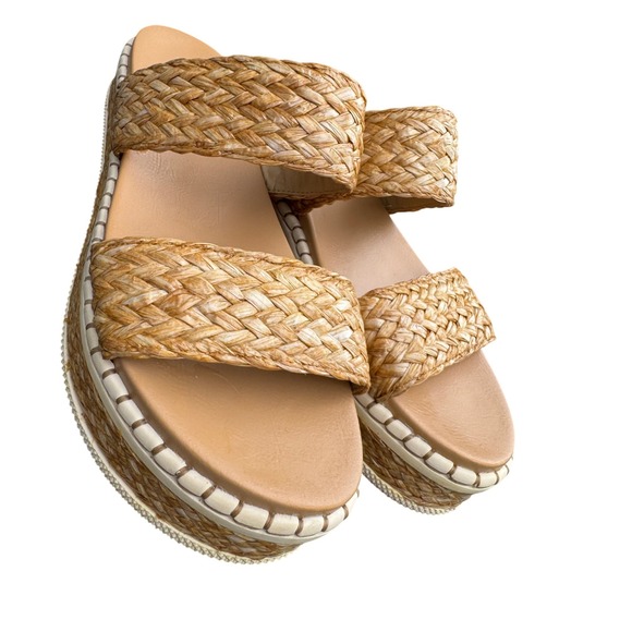 MIA Tan Woven Platform Sandals - Picture 6 of 9